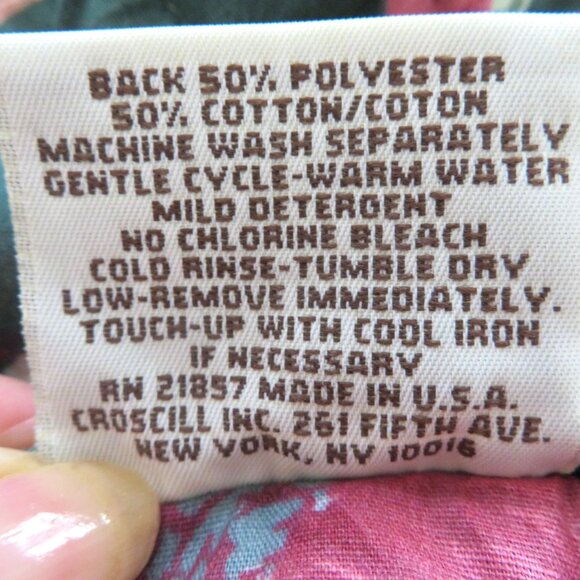 Vintage Croscill Granada Curtain Valance 18" x 90" Green Pink Roses Floral - Picture 6 of 11